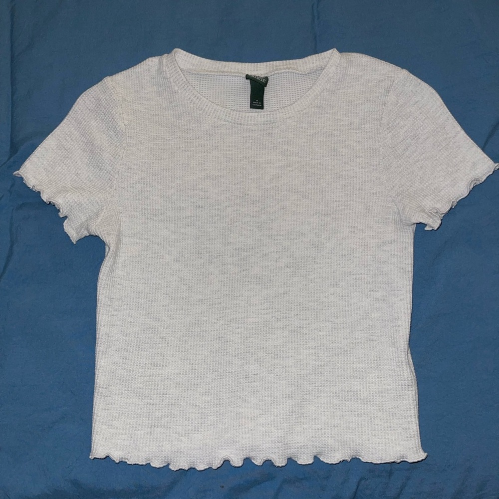 Ribbed White Speckled Crop Top